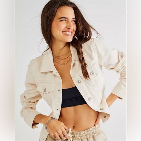 NWT Free People We The Free Women's Rumors Denim Jacket Ivory Size XS - Picture 2 of 8